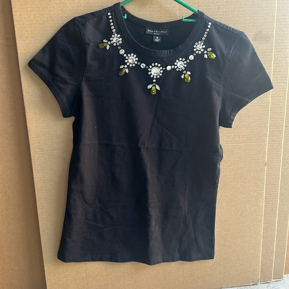 Blinged neckline T-shirt